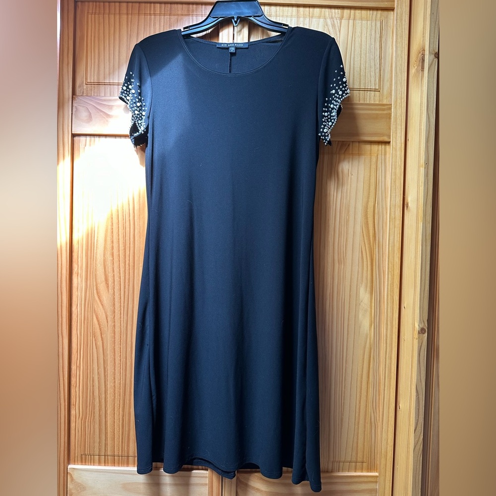 Nik and Nash Black Dress with Pearl Sleeves